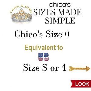 (Chico's Size 0 = Small or Size 4)
